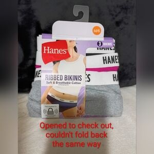NWT Hanes Ribbed Bikinis in Gray and White